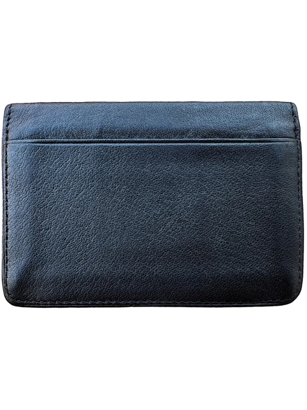 WENGER Black Leather Card Case Wallet 4 1/4”x3” Bifold Mini-Folio Clear ID